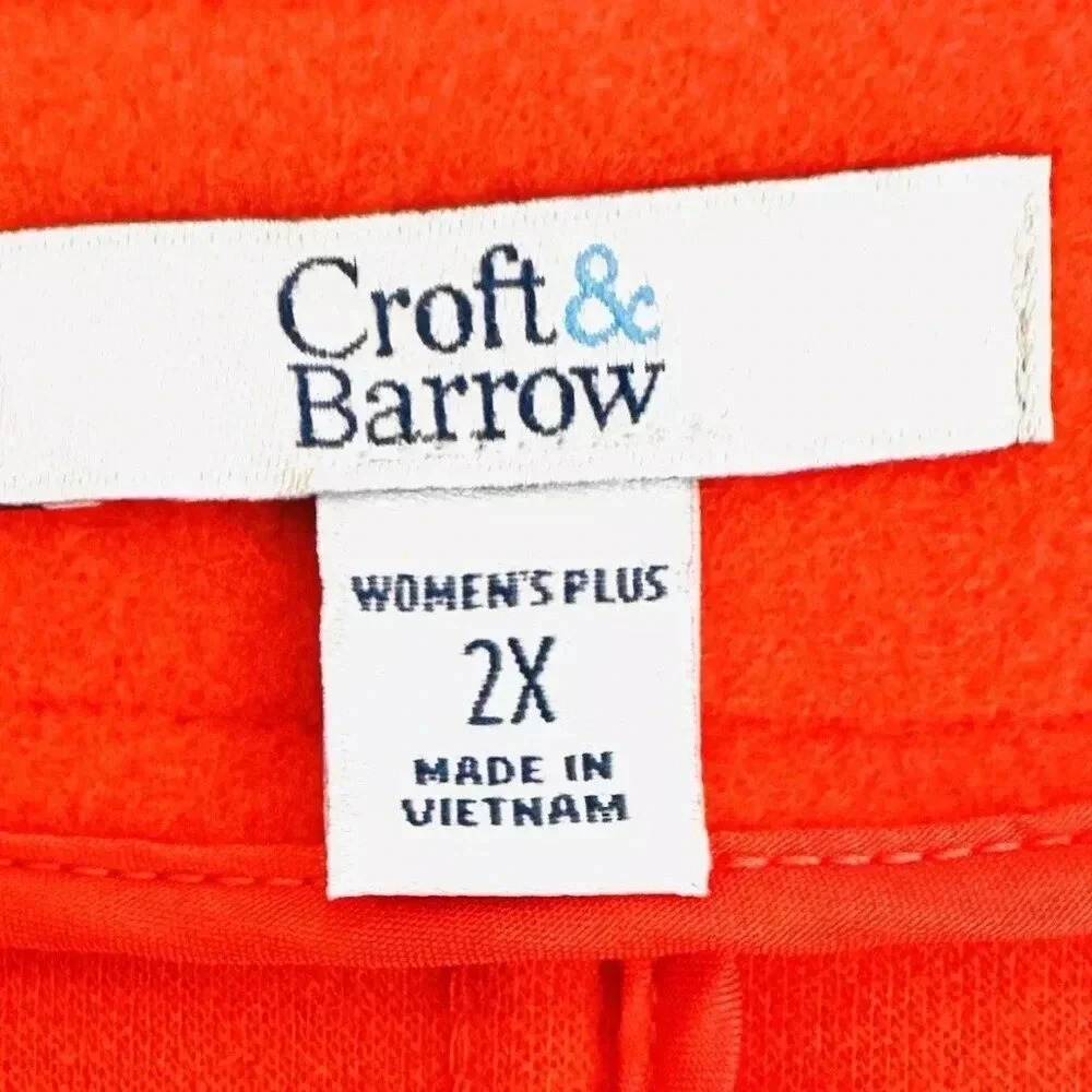 NWT CROFT & BARROW Women Button Down Round Neck Red Business Jacket Plus Size 2X - Picture 10 of 12